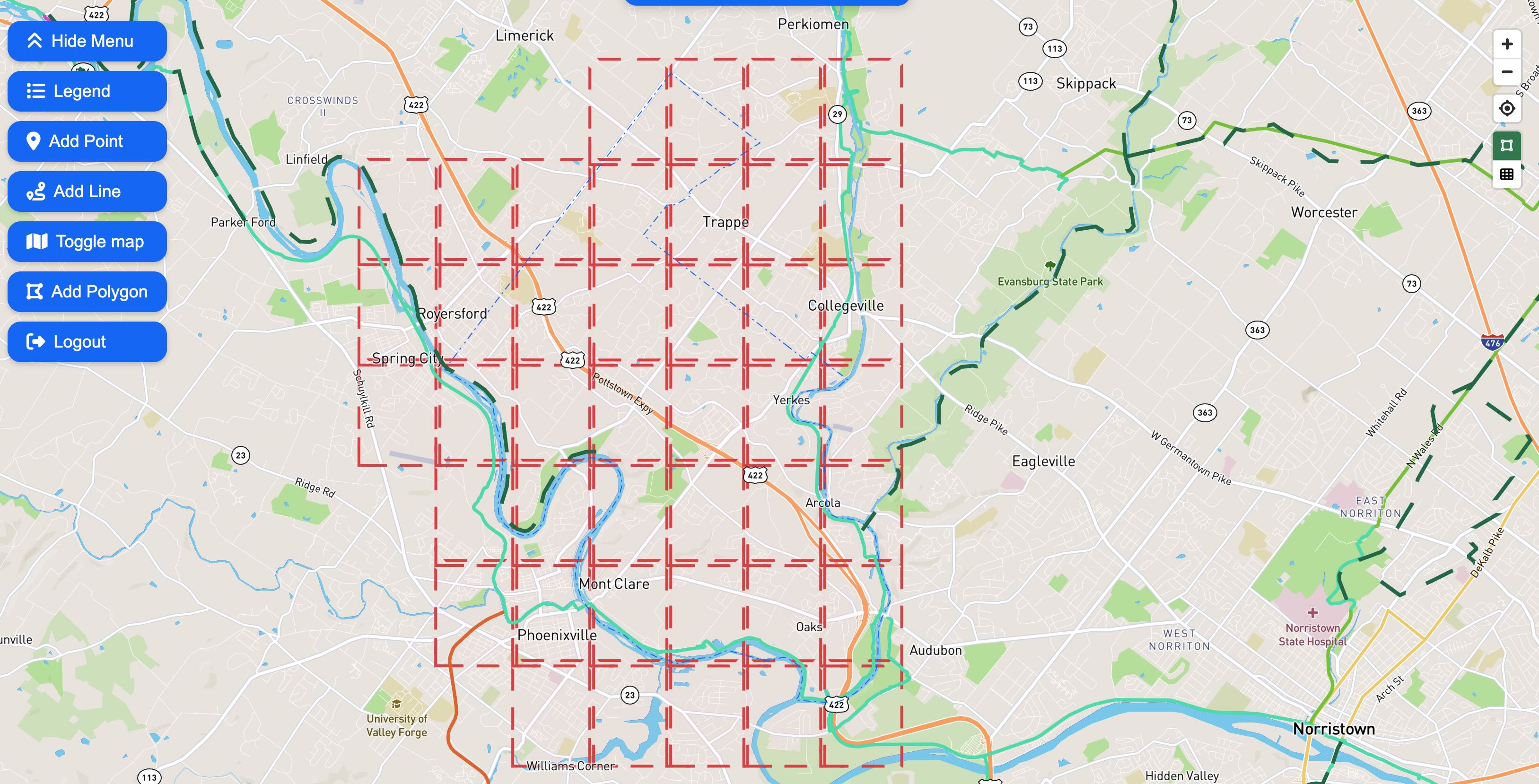 Multi-page map atlas generated from map frames